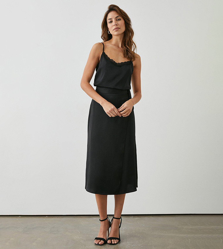 Sabrina Black Satin Lace Top