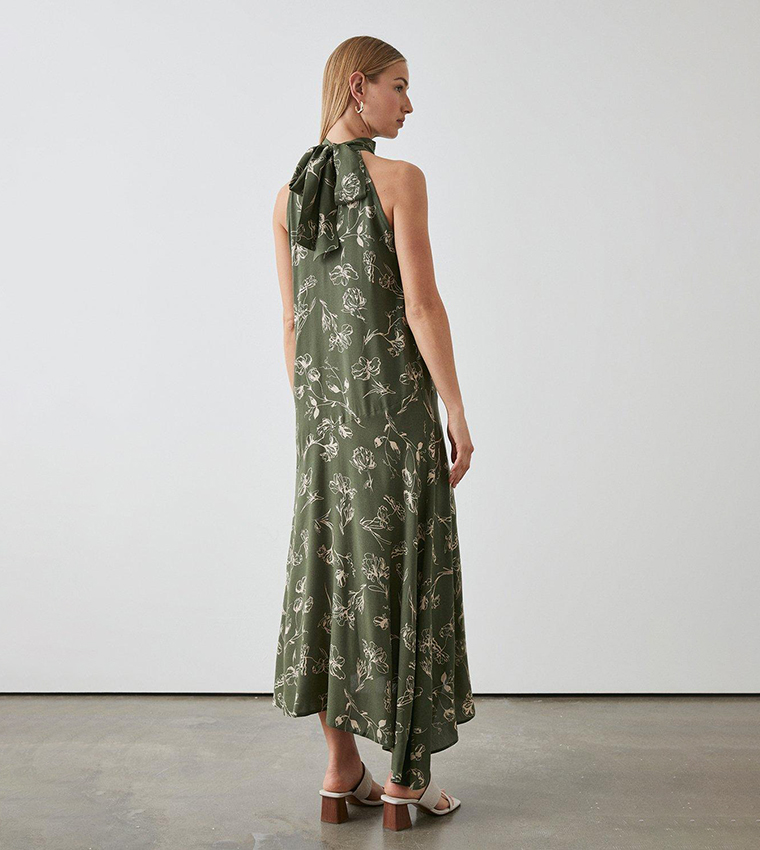 Buy Principles Khaki Floral Print Halter Neck Midi Dress In Khaki 6thStreet Bahrain