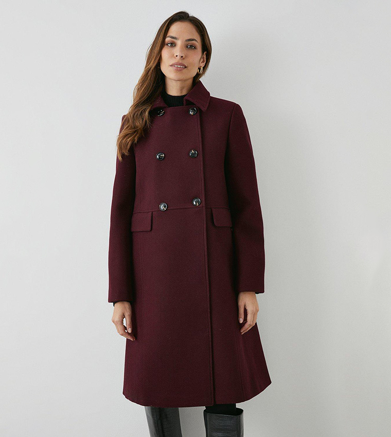 Buy Principles Double Breasted Dolly Coat In Berry | 6thStreet UAE