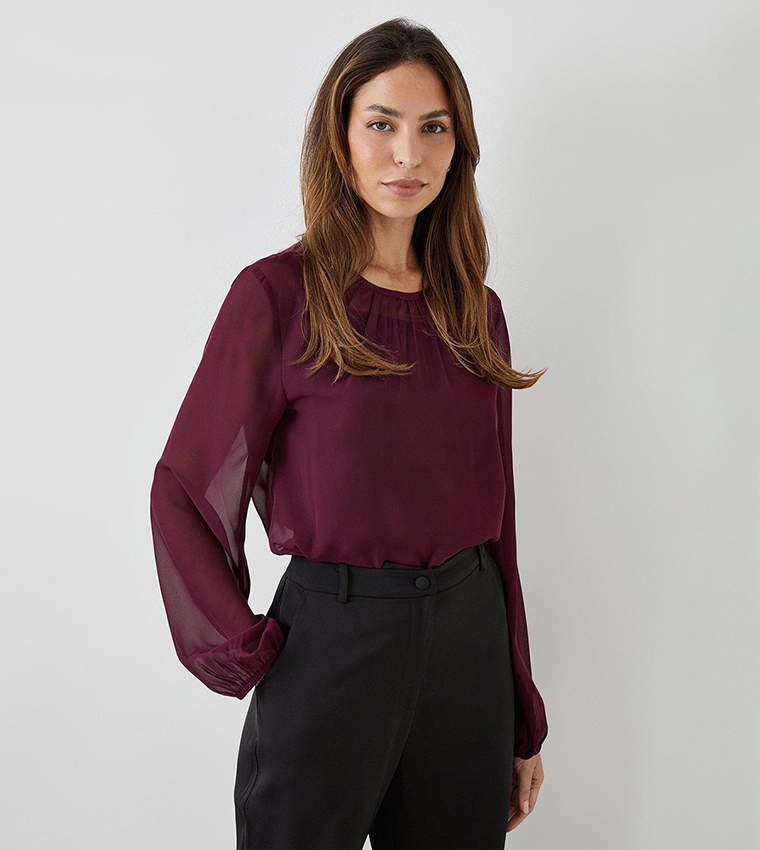 Buy Principles Chiffon Sleeves Top In Purple | 6thStreet Saudi Arabia