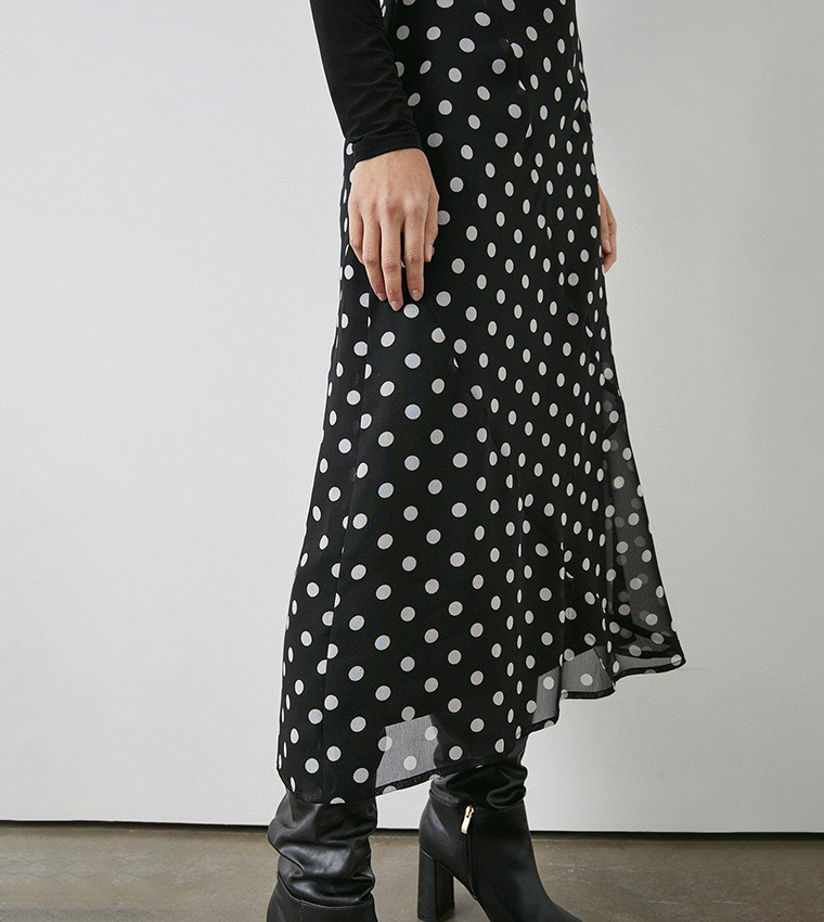 INO-M2-1638 BLACK PANELLED SKIRT main image 1