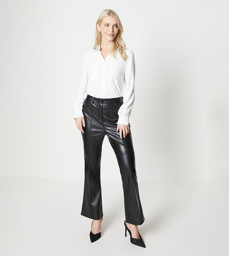 Buy Principles Faux Leather High Rise Flare Jeans In Black
