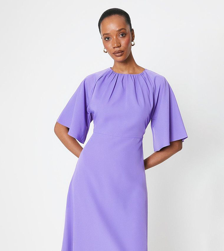 Buy Principles Angel Sleeves Midi Dress In Purple | 6thStreet UAE