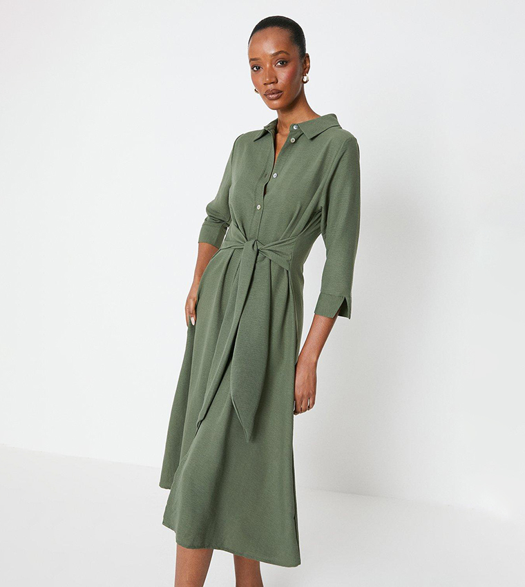 Buy Principles Belted Shirt Dress In Khaki | 6thStreet UAE