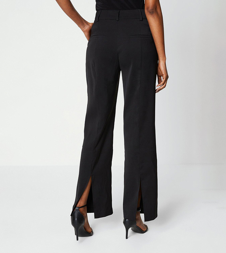 Buy Principles Pintuck Detail Split Detail Wide Leg Trousers In Black ...