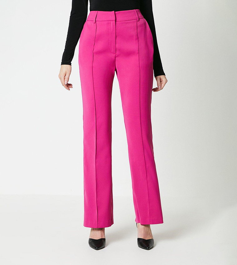 Black Velvet Pintuck Detail Flared Trousers