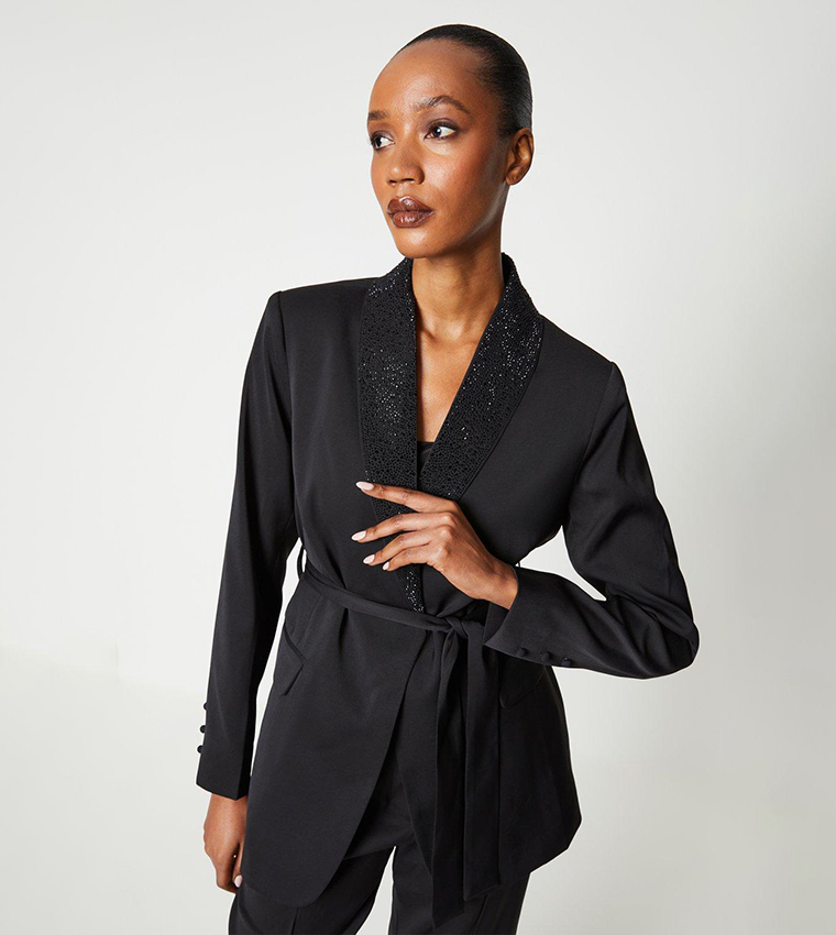 Black shop belted blazer