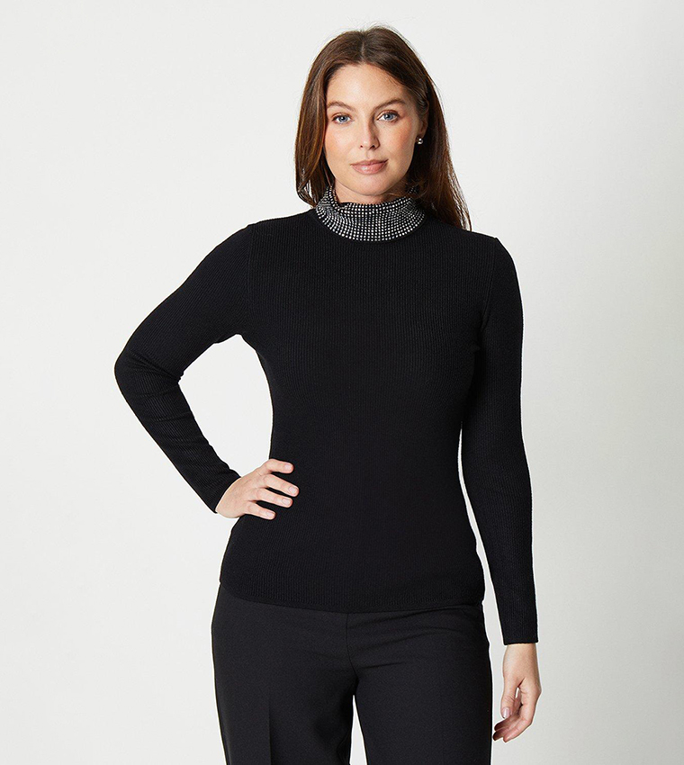 Buy Principles Diamante High Neck Sweater In Black 6thStreet Oman