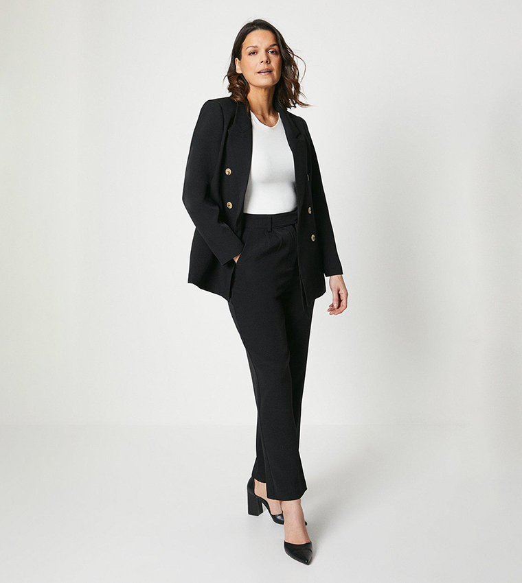 Buy Principles Petite Longline Double Breasted Blazer In Black