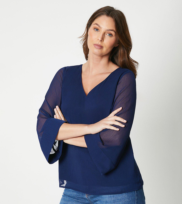 Buy Principles V Neck Chiffon Top In Navy 6thStreet UAE