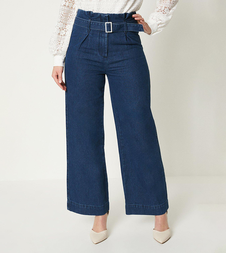 The Belted Wide Leg Jean - Blue