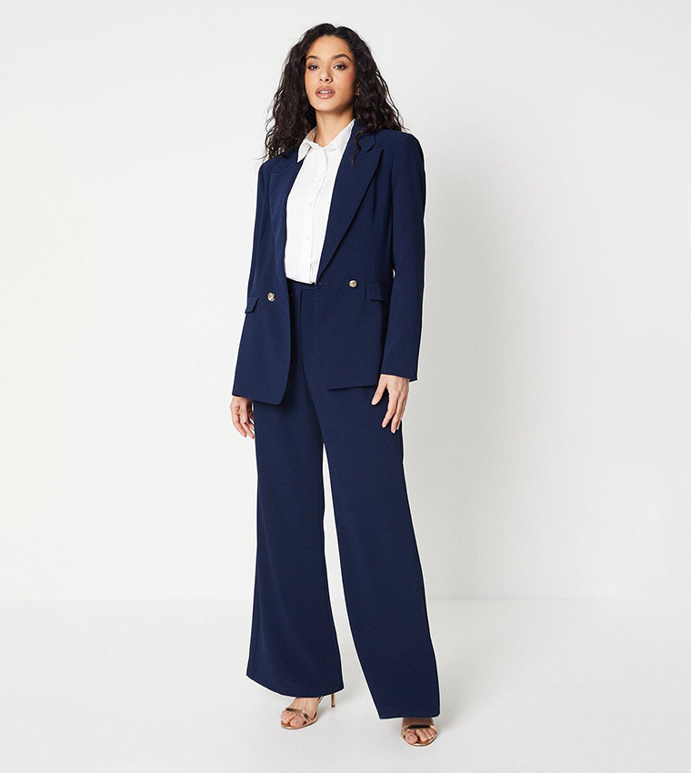 Buy Principles Button Detail Occasion Wide Leg Trousers In Navy 6thStreet UAE