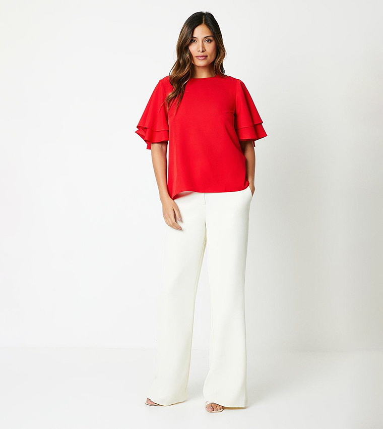 Solid Flutter Sleeves Top