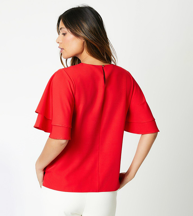 Solid Flutter Sleeves Top