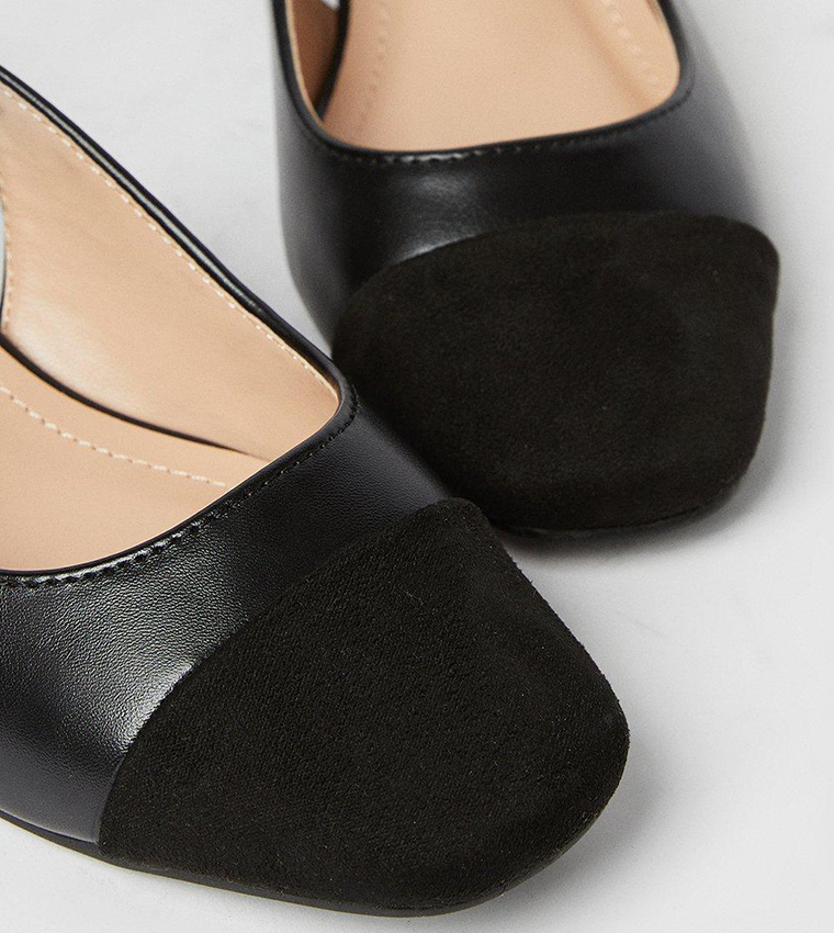 Buy Principles Clementine Square Toecap Low Block Heel Courts In Black