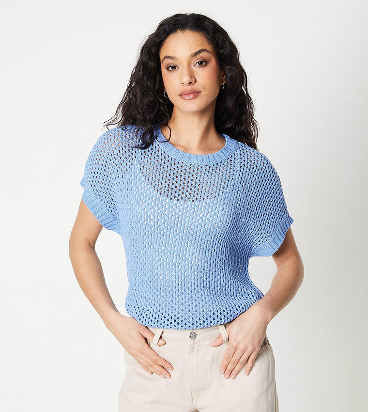 Buy Principles Relaxed Open Knit Sweater In Blue 6thStreet Kuwait