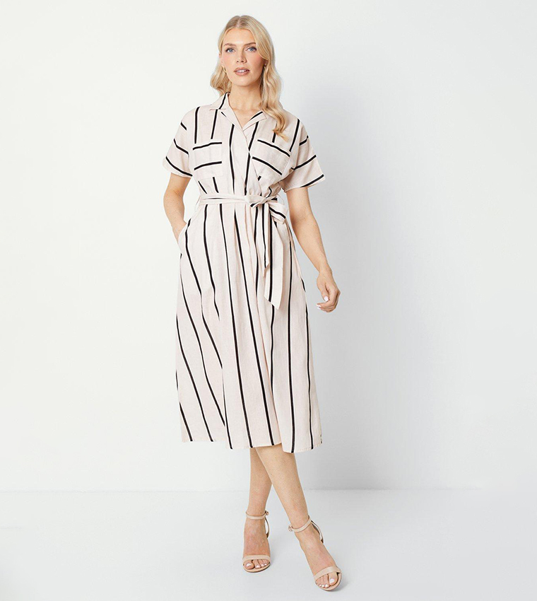Striped Dresses Wrap Tunic Dress Style Quotient Blue Striped Wrap
