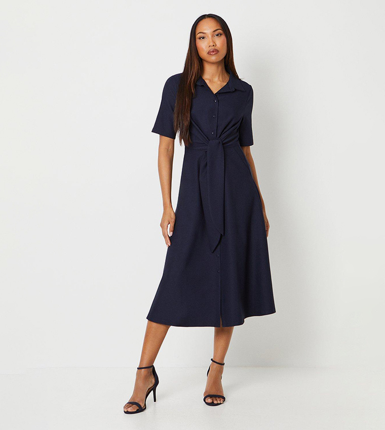 Buy Principles Tie Front Button Down Shirt Dress In Navy 6thStreet UAE