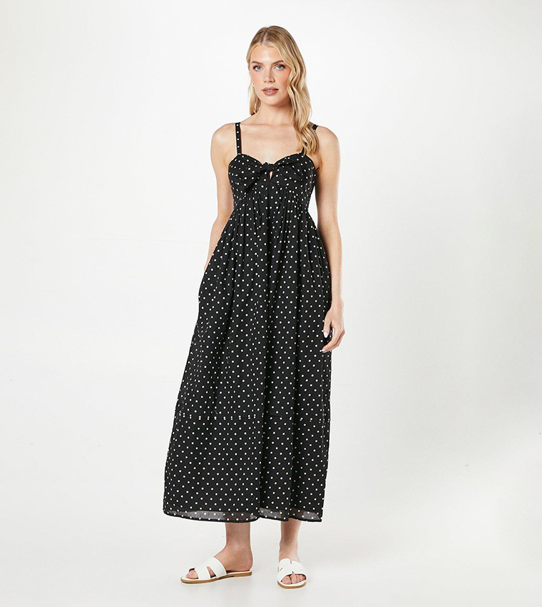 Buy Principles Spot Print Knot Front Strappy Midi Dress In Black 6thStreet Bahrain