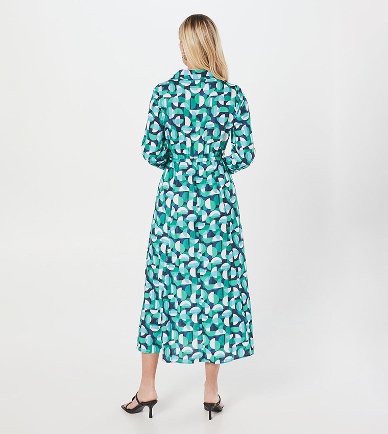 Petite Geo Printed Midi Shirt Dress
