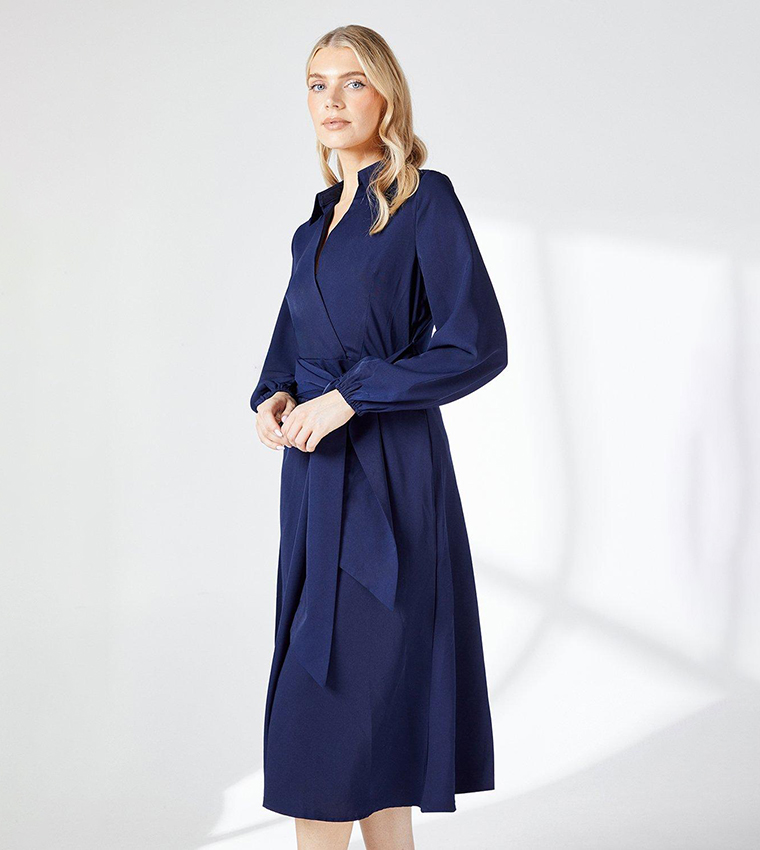 Belted Wrap Shirt Dress