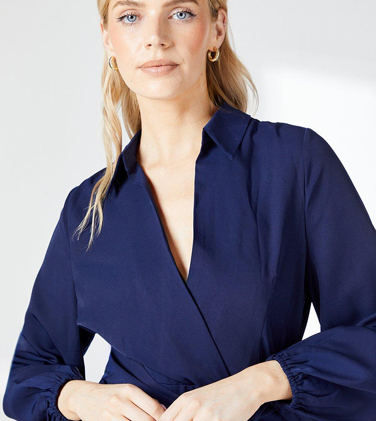 Belted Wrap Shirt Dress
