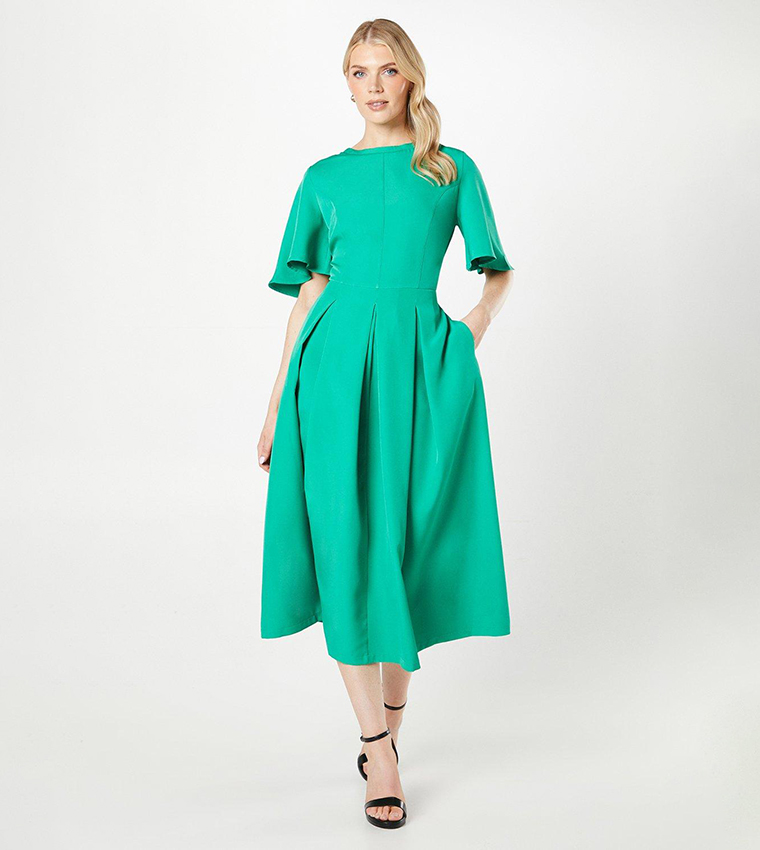 green emerald velvet dress Principles green 100% silk print halter neck summer dress UK 12  Scum  Vintage