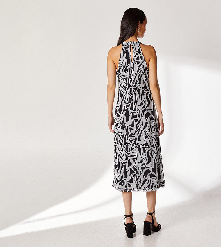 Mono Geo Halterneck Midi Dress