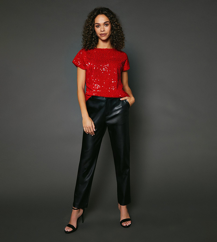 Sequined Short Sleeves Top
