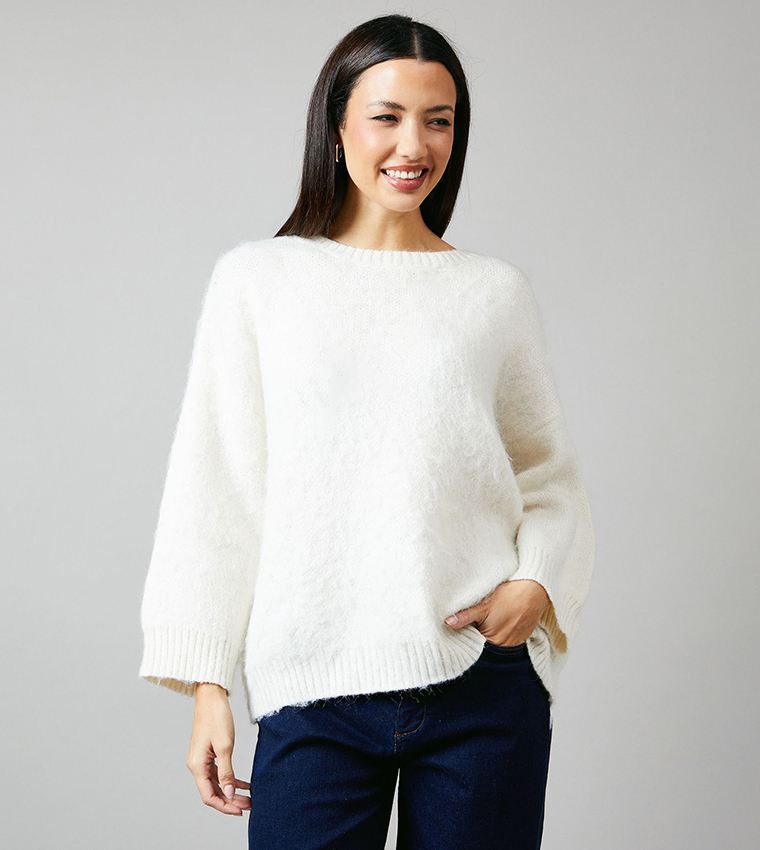 Low Tie Back Slouchy Crew Neck Sweater