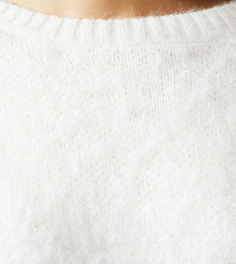 Low Tie Back Slouchy Crew Neck Sweater