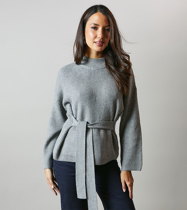Buy Principles Tie Back High Neck Sweater In GREY MARL 6thStreet