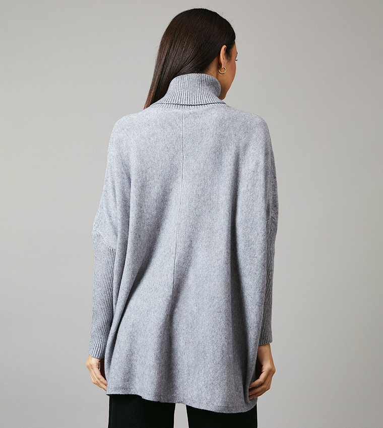 Pocket Detail Roll Neck Poncho