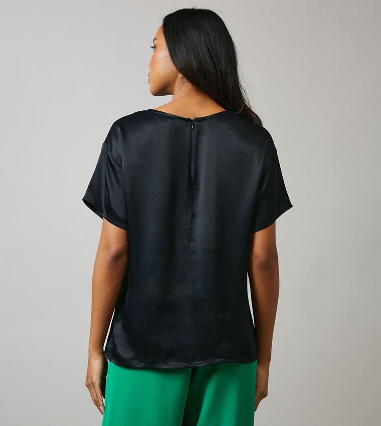 Pocket Detail Viscose Satin Top