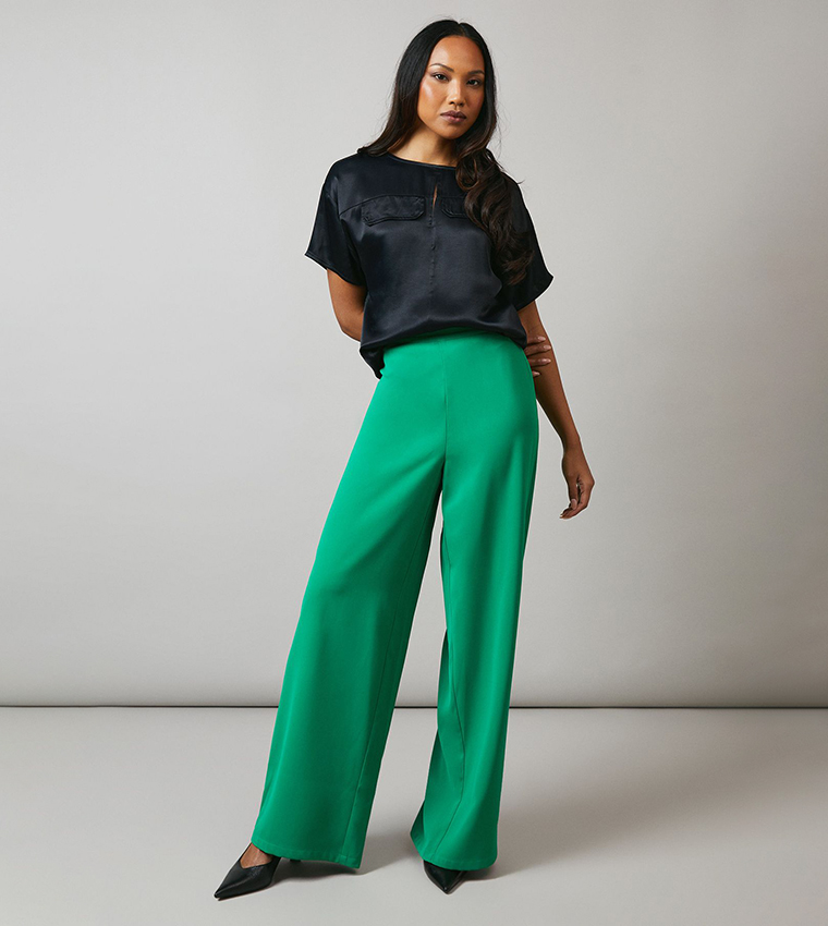 Pocket Detail Viscose Satin Top