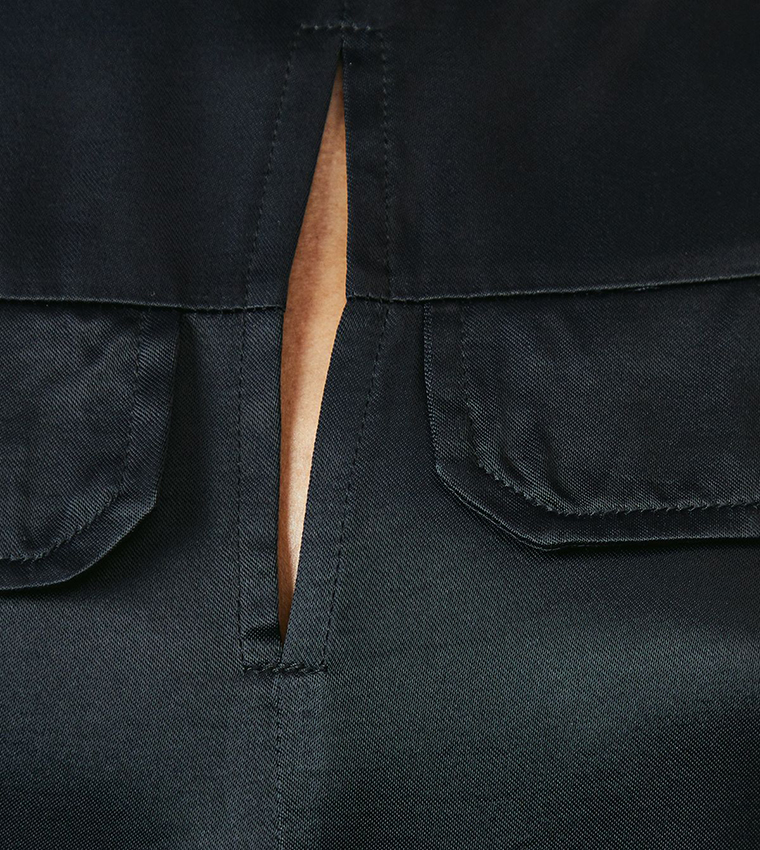 Pocket Detail Viscose Satin Top