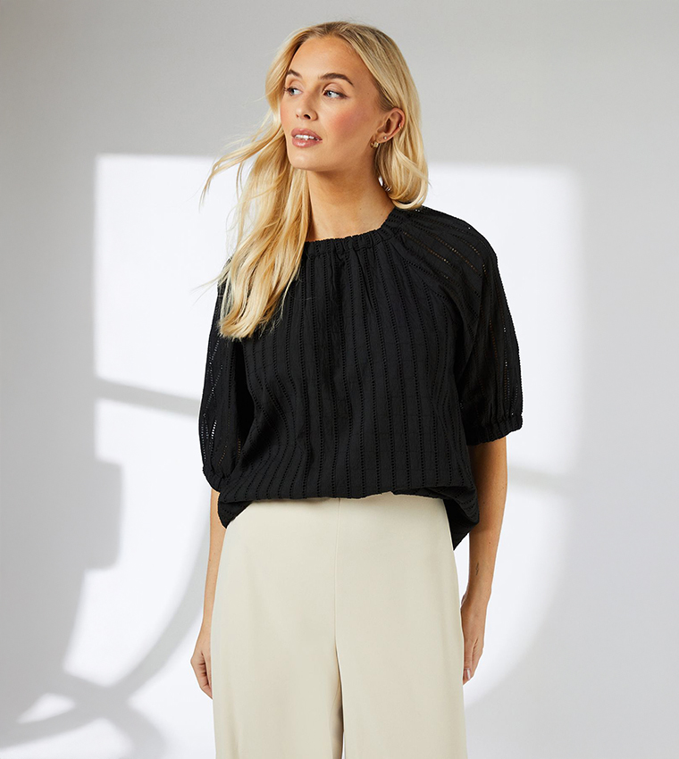 Textured Short Sleeves Top