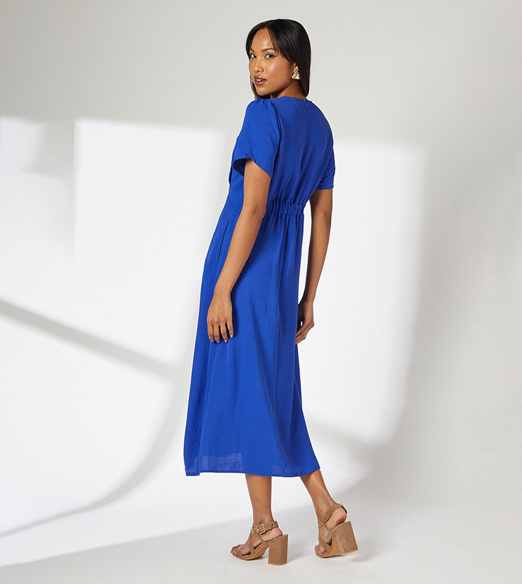 Sleeves Detail Woven Midi Dress
