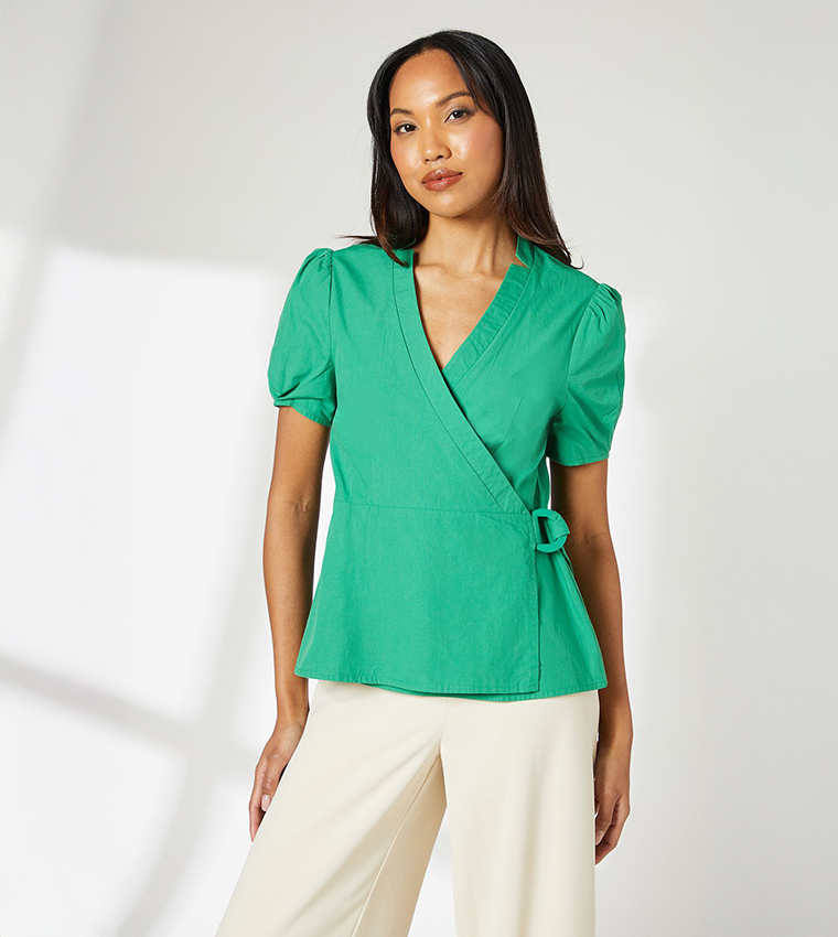 Cotton Poplin D-Ring Wrap Top