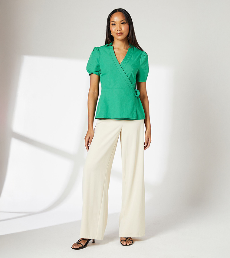 Cotton Poplin D-Ring Wrap Top