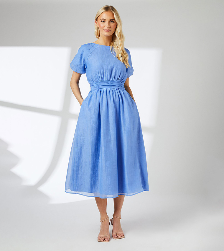 Buy Principles Puff Sleeves Midi Dress In Blue