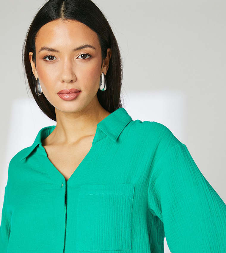 Gauze Solid Long Sleeves Shirt
