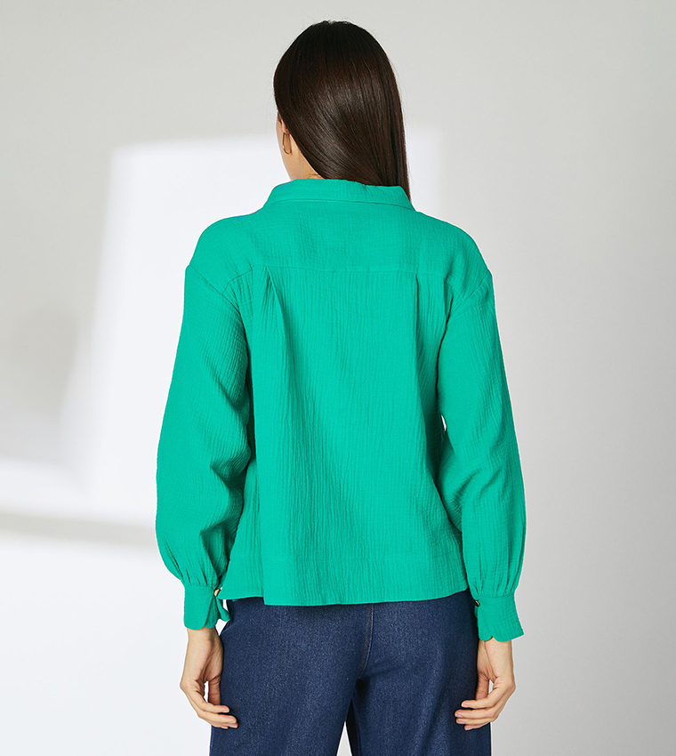 Gauze Solid Long Sleeves Shirt