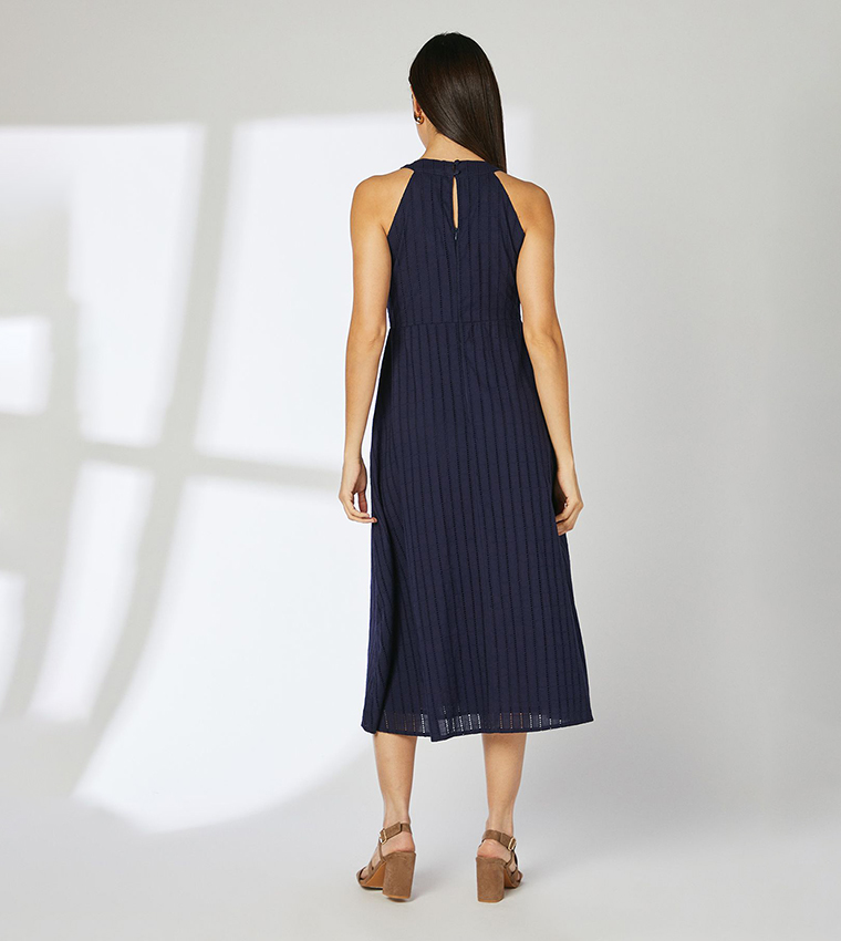 Halterneck Broderie Midi Dress