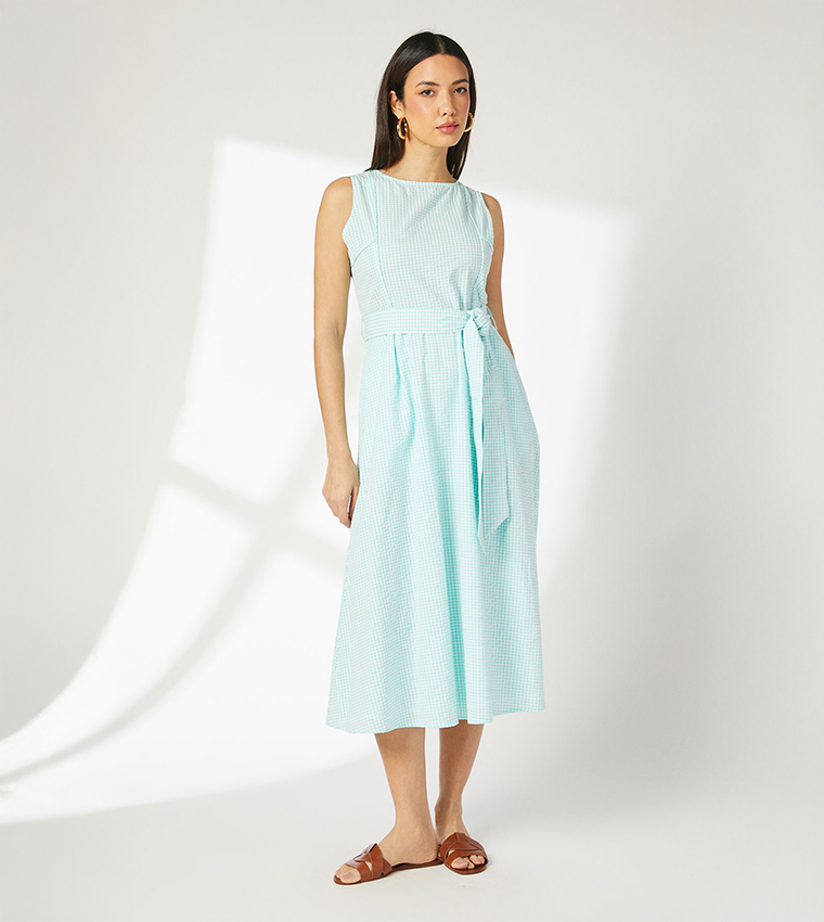 Gingham Fit and Flare Midi Dress