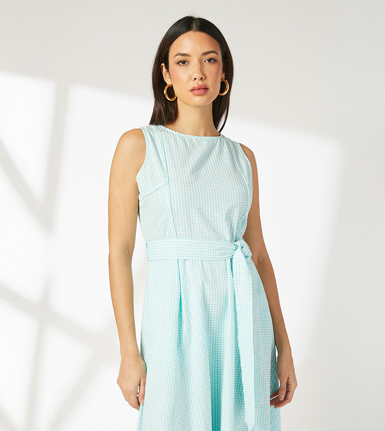 Gingham Fit and Flare Midi Dress
