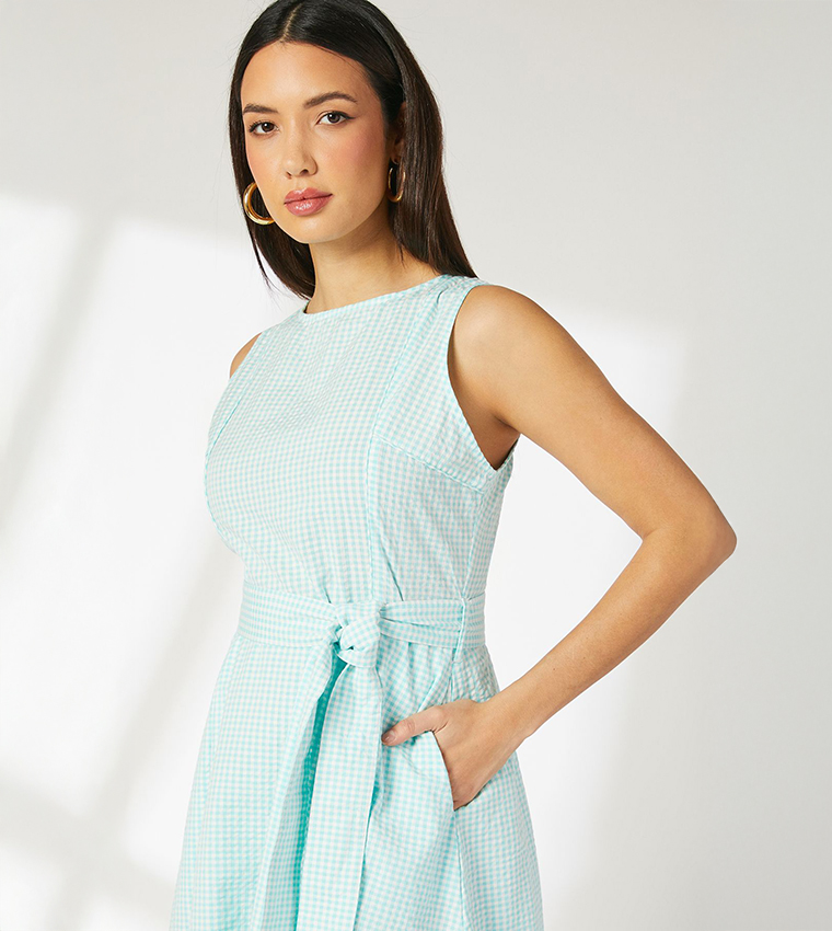 Gingham Fit and Flare Midi Dress