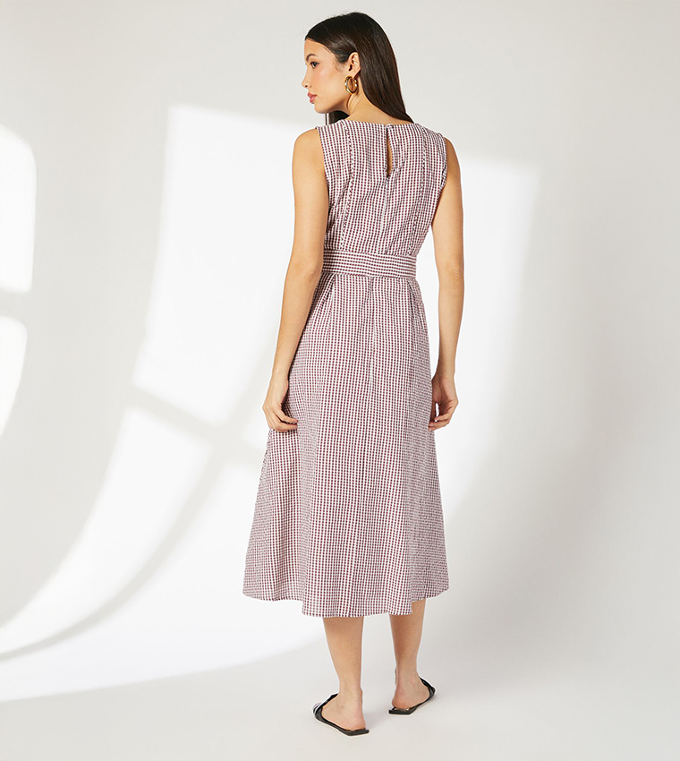 Gingham Fit and Flare Midi Dress