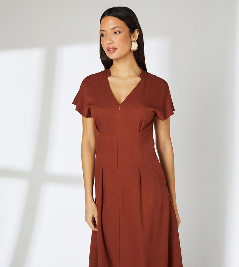 Seam Detail Viscose Midi Dress