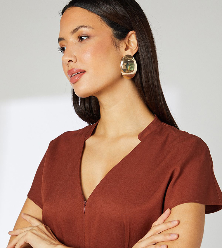 Seam Detail Viscose Midi Dress